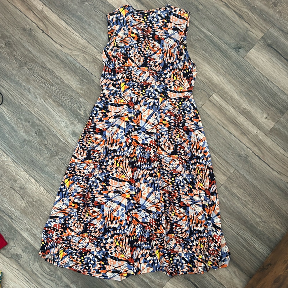 Karen Millen butterfly print sleeveless midi flowy dress women’s size 14 - Picture 2 of 4
